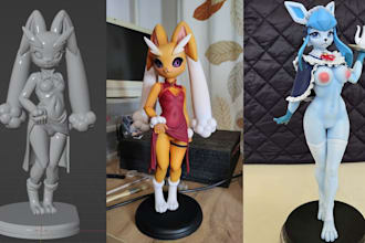 design 3d model print and paint furry anime model furry character 3d nsfw model
