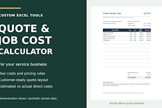 build an excel quote and job cost calculator for your service business