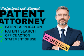 do patent search, patent drafting and patent, filing as US patent attorney