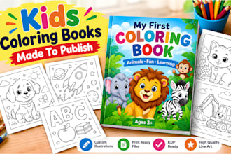 create kids coloring books, kids coloring pages, amazon KDP, cover design