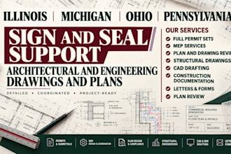 architectural plan, sign and seal, illinois, michigan, ohio, pennsylvania permit