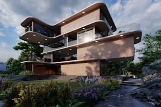 render 3d structure,cantilevered architecture,3d masonry facades, faculties, fbx