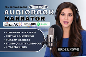 narrate or edit memoir, fiction novel audiobook, youtube videos voiceover actor