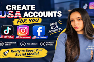 create USA tiktok and USA instagram with full optimization and warm up