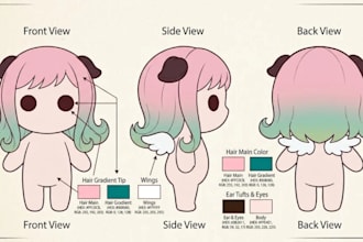 create custom plushie reference sheet stuffed animal ych character design