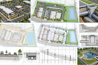 design tx ga nc civil site plans, grading and drainage plans