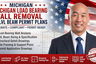 draft michigan load bearing, wall removal and lvl beam permit plans