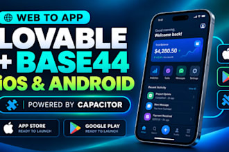 convert, wrap and publish lovable app base44 app to app stores using capacitor