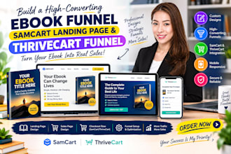 build ebook funnel samcart landing page and thrivecart sales funnel