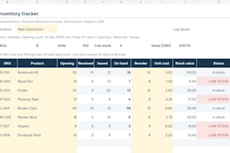 build a simple excel inventory and stock tracker