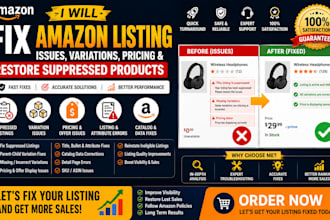 fix amazon listing issues variations issues pricing restore suppressed products