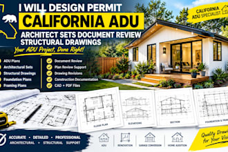 design permit california adu architect sets document review structural drawings