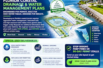 design fl high water drainage, seawall grading erp wetland permits