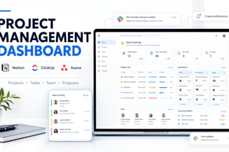 create notion, clickup or asana project management dashboards