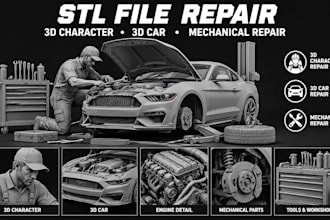 do stl file repair, edit obj file, custom 3d model file modification, fix mesh