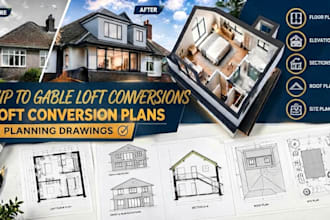 create hip to gable loft conversion plans and planning drawings for application