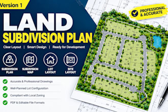 design a professional land subdivision plan, lot layout and subdivision map