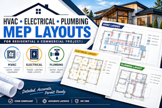draw hvac electrical and plumbing mep layouts