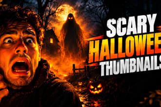 create scary halloween and horror youtube thumbnails