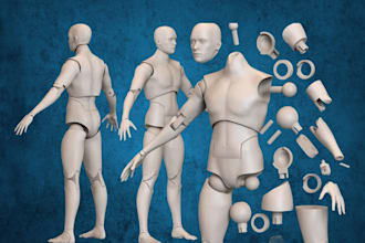 sculpt a custom 3d articulated posable figure or jointed doll for resin printing