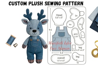 create custom plush sewing pattern stuffed toy tech pack ready for production