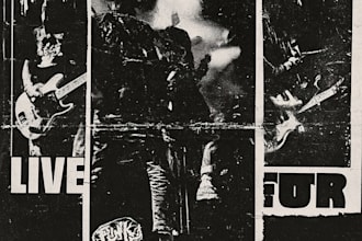 make punk flyers and gig posters in photocopy style