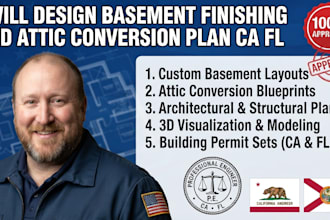 design basement finishing and attic conversion plan ca fl