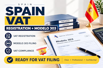 handle your spain vat registration, modelo 303 and vat filing with clear support