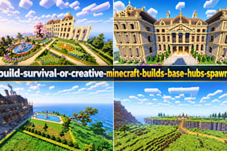 professionally build survival or creative minecraft builds base, hubs, spawns