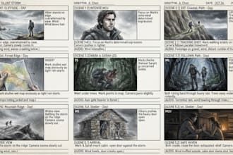 design film storyboard, movie storyboard, cinematic storyboard, film production