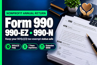 prepare form 990, 990ez or 990n for your nonprofit or 501c3