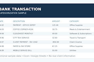 categorize bank transactions and organize your financial spreadsheet