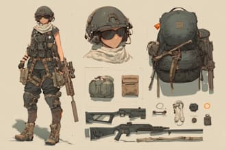 draw 2d game art military character design