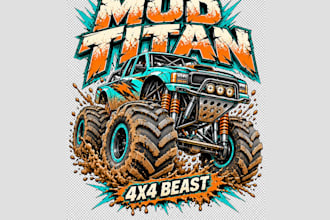 design custom vintage monster jeep logo with hand drawn illustration