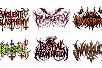 design bestial black metal, war metal, raw black logo