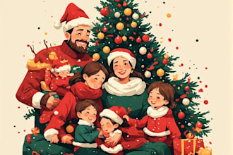 create a holiday caricature for family