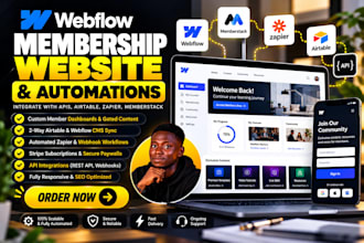 do webflow membership website integrate with apis, airtable, zapier, memberstack