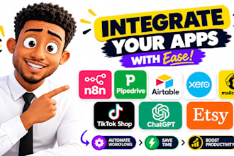 n8n integration zapier pipedrive airtable xero mailchimp tiktokshop chatgpt esty