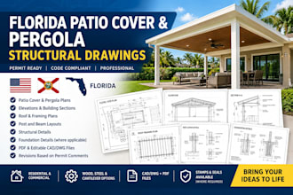 create florida patio cover and pergola structural drawings