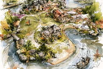 create illustrated maps of any place unique style
