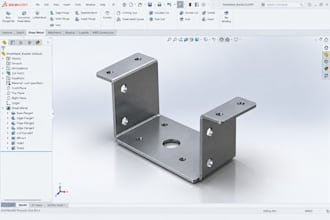 design sheet metal brackets, dxf flat patterns and laser cutting files drawings
