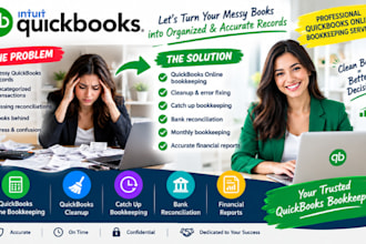 do quickbooks online bookkeeping, cleanup, catch up and bank reconciliation