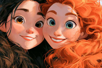 make a disney cartoon illustration