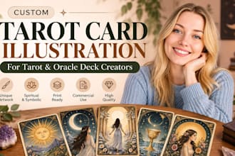 create custom tarot card illustration for tarot and oracle deck creators