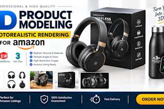 create 3d product modelling and photorealistic rendering for amazon