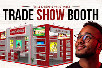 design printable trade show booth backdrop, 3d exhibition stand, pop up banner