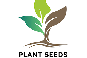 design a plant shop logo with a fresh hand drawn leaf icon