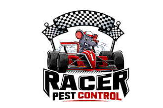 design a racing pest logo with promote our new pest control