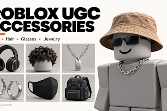 create custom roblox ugc accessories, roblox chain, hair, jewelry and clothing