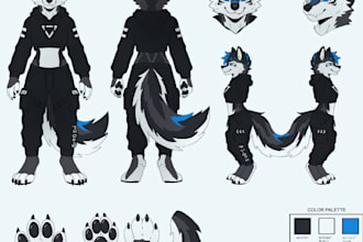 design a detailed furry reference sheet for your fursona